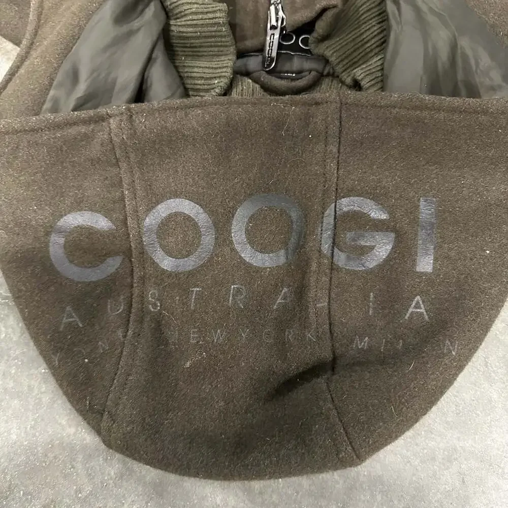 COOGI Vintage Wool Blend Bomber Jacket Full Zip Coat Brown Size L